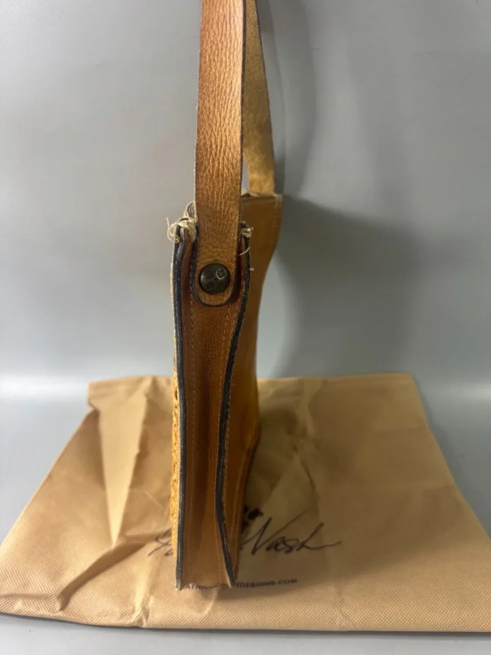 Patricia Nash Brown Leather Wicker Shoulder Bag